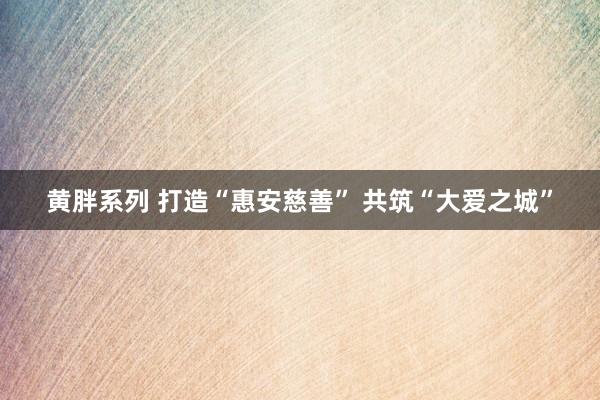 黄胖系列 打造“惠安慈善” 共筑“大爱之城”