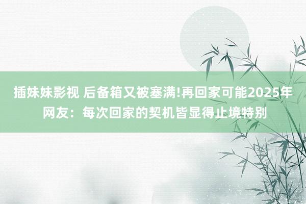 插妹妹影视 后备箱又被塞满!再回家可能2025年 网友：每次回家的契机皆显得止境特别