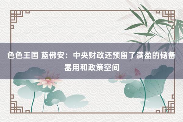 色色王国 蓝佛安：中央财政还预留了满盈的储备器用和政策空间